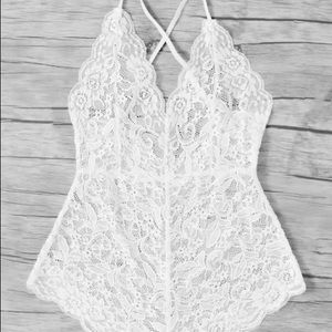 White lace bodysuit lingerie